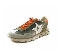 Cetti - Sneaker sportive casual, in pelle e tessuto, coulisse elastica, suola decorata in gomma, per: uomo, Kaki, 42 EU