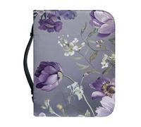 Ceudet A and Purple Boho Flowers - Custodia per Bibbia da donna, in pelle PU, con manico e cerniera, per borsa della Bibbia, per ragazze, 2XL, Fiori viola 2, M