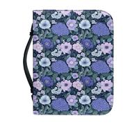 Ceudet A and Purple Boho Flowers - Custodia per Bibbia da donna, in pelle PU, con manico e cerniera, per borsa della Bibbia, per ragazze, 2XL, Flroal blu, rosa e viola, L