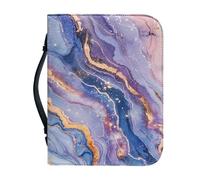 Ceudet A and Purple Boho Flowers - Custodia per Bibbia da donna, in pelle PU, con manico e cerniera, per borsa della Bibbia, per ragazze, 2XL, Marmo Rosa e Viola, xx-large