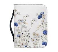 Ceudet A and Purple Boho Flowers - Custodia per Bibbia da donna, in pelle PU, con manico e cerniera, per borsa della Bibbia, per ragazze, 2XL, Fiori bianchi e viola, M