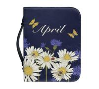 Ceudet A and Purple Boho Flowers - Custodia per Bibbia da donna, in pelle PU, con manico e cerniera, per borsa della Bibbia, per ragazze, 2XL, Margherita bianca e viola, x-large