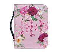 Ceudet A Inspiring Sunflower PU Leather Bibbia Cover, Bibbia Tote Bag Large Size Study Zipper Bibbia Bag with Pocket, Women Girls Bibbia Case Church Bag (God is Within Her She WillFall), Verse Stampa