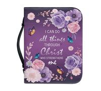 Ceudet A Inspiring Sunflower PU Leather Bibbia Cover, Bibbia Tote Bag Large Size Study Zipper Bibbia Bag with Pocket, Women Girls Bibbia Case Church Bag (God is Within Her She WillFall), Verse