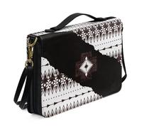 Ceudet A Sunflower Bibbia Tote Bag per donne ragazze, custodia per Bibbia portatile in pelle con tracolla, borsa bibbia borsa chiesa, accessori biblici, giallo, taglia L, Motivo azteco, marrone e