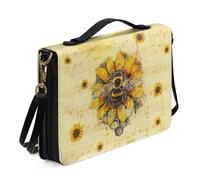Ceudet A Sunflower Bibbia Tote Bag per donne ragazze, custodia per Bibbia portatile in pelle con tracolla, borsa bibbia borsa chiesa, accessori biblici, giallo, taglia L, Ape Girasole-giallo, L