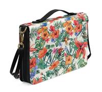 Ceudet ABag - Custodia in pelle PU con stampa di carlino con rose, con tracolla, per donne e uomini, custodia per il trasporto di libri, borsa per la Bibbia, protezione per preghiera, 2XL, Retro Fiore
