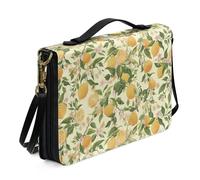 Ceudet ABag - Custodia in pelle PU con stampa di carlino con rose, con tracolla, per donne e uomini, custodia per il trasporto di libri, borsa per la Bibbia, protezione per preghiera, 2XL, Fiore di