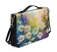 Ceudet AParrot - Borsa per la Bibbia per donne e ragazze, in pelle PU, leggera, con tracolla e manico, segnalibro, borsa da chiesa, Margherita Bianca Fiori, 2X-Large