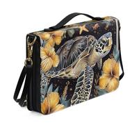 Ceudet AParrot - Borsa per la Bibbia per donne e ragazze, in pelle PU, leggera, con tracolla e manico, segnalibro, borsa da chiesa, Fiori di ibisco tartaruga marina 3d, L