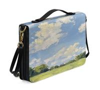 Ceudet AParrot - Borsa per la Bibbia per donne e ragazze, in pelle PU, leggera, con tracolla e manico, segnalibro, borsa da chiesa, Cielo blu ed erba, 2X-Large