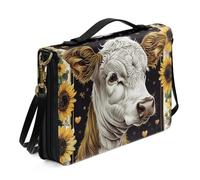 Ceudet AParrot - Borsa per la Bibbia per donne e ragazze, in pelle PU, leggera, con tracolla e manico, segnalibro, borsa da chiesa, Girasoli di mucca carini, 2X-Large