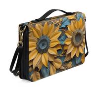 Ceudet Aztec A Bible Case con tracolla per Bibbia copertura con maniglia cerniera custodia in pelle Bibbia custodia per il trasporto Bibbia libro bibbia per donne ragazze, blu e rosso, taglia 2XL,