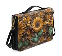 Ceudet Aztec A Bible Case con tracolla per Bibbia copertura con maniglia cerniera custodia in pelle Bibbia custodia per il trasporto Bibbia libro bibbia per donne ragazze, blu e rosso, taglia 2XL,