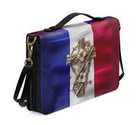 Ceudet Aztec A Bible Case con tracolla per Bibbia copertura con maniglia cerniera custodia in pelle Bibbia custodia per il trasporto Bibbia libro bibbia per donne ragazze, blu e rosso, taglia 2XL,