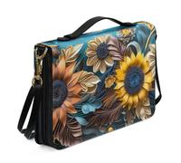 Ceudet Aztec A Bible Case con tracolla per Bibbia copertura con maniglia cerniera custodia in pelle Bibbia custodia per il trasporto Bibbia libro bibbia per donne ragazze, blu e rosso, taglia 2XL,