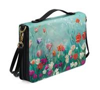 Ceudet Aztec A Bible Case Custodia in pelle con stampa leopardata per donne e ragazze, borsa tote per la Bibbia, borsa per lo studio della Bibbia, marrone, taglia L, Fiore-verde, x-large