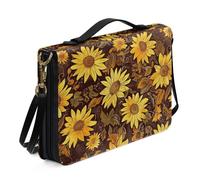 Ceudet Aztec A Bible Custodia per il trasporto della Bibbia con tracolla e manico, in pelle PU, per donne e ragazze, borsa della Bibbia per studio biblico, blu, taglia XL, Giallo girasole e marrone,