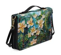 Ceudet Basset Hound Bible Custodia per il trasporto della Bibbia con tracolla per donne e ragazze, borsa in pelle per la Bibbia Borsa per chiesa e studio, 2XL, Plumeria Foglia Tropicale Verde e