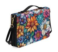 Ceudet Basset Hound Bible Custodia per il trasporto della Bibbia con tracolla per donne e ragazze, borsa in pelle per la Bibbia Borsa per chiesa e studio, 2XL, Fiore Boho Blu, x-large