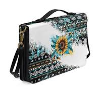 Ceudet Basset Hound Bible Custodia per il trasporto della Bibbia con tracolla per donne e ragazze, borsa in pelle per la Bibbia Borsa per chiesa e studio, 2XL, Aztec Girasole-verde e Bianco, x-large