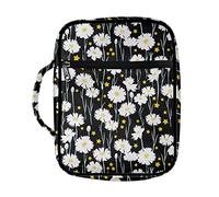 Ceudet Blue Marble Pattern Bible Cover Grande Custodia per il trasporto Libro Multifunzionale Bibbia Caso Cancelleria con Slot Penne e Tasche Interne Bibbia Organizer, Margherita bianca floreale,