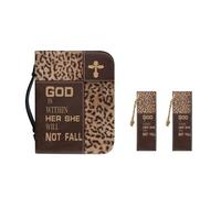 Ceudet Borsa a mano in pelle PU per donne e ragazze, con manico resistente e segnalibri, M-2XL, Croce leopardata, L-10.2"x7"x1.9"