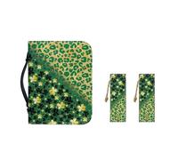 Ceudet Borsa a mano in pelle PU per donne e ragazze, con manico resistente e segnalibri, M-2XL, Erba fortunata leopardo dorato, L-10.2"x7"x1.9"