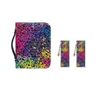 Ceudet Borsa a mano in pelle PU per donne e ragazze, con manico resistente e segnalibri, M-2XL, Leopardo colorato., L-10.2"x7"x1.9"