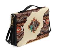 Ceudet Borsa Bibbia grande custodia per donne e ragazze, custodia in pelle PU per il trasporto della Bibbia con tracolla, Stile azteco Cactus-multicolore, L