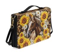 Ceudet Borsa Bibbia per donne e ragazze, in pelle PU, con tracolla e manico, segnalibro, borsa da chiesa, Cavallo da corsa marrone, L