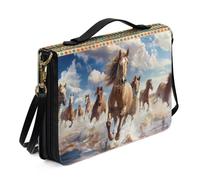 Ceudet Borsa Bibbia per donne e ragazze, in pelle PU, con tracolla e manico, segnalibro, borsa da chiesa, Cavallo occidentale azteco, M