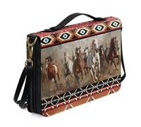 Ceudet Borsa Bibbia per donne e ragazze, in pelle PU, con tracolla e manico, segnalibro, borsa da chiesa, Cavallo da corsa azteco, M