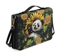 Ceudet Borsa Bibbia per donne e ragazze, in pelle PU, con tracolla e manico, segnalibro, borsa da chiesa, Girasoli Panda Carino, x-large