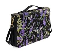 Ceudet Borsa Bibbia per donne e ragazze, in pelle PU, con tracolla e manico, segnalibro, borsa da chiesa, Colibrì Lavanda Viola, x-large