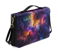 Ceudet Borsa Bibbia per donne e ragazze, in pelle PU, con tracolla e manico, segnalibro, borsa da chiesa, Cielo stellato colorato, L