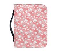 Ceudet Borsa per bibbia in pelle per donne e uomini, Amore rosa e zampe di cane bianche, L