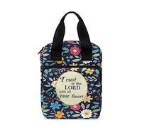 Ceudet Borsa per libri con gatti con stampa di cielo notturno, per donne e uomini, borsa per la Bibbia per ragazzo e ragazza, con manico e tasca per libri biblici, Idioma floreale 4, Taglia unica