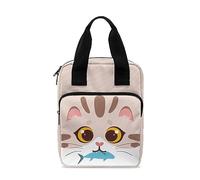 Ceudet Borsa per libri con gatti con stampa di cielo notturno, per donne e uomini, borsa per la Bibbia per ragazzo e ragazza, con manico e tasca per libri biblici, Delizioso pesce gatto, Taglia unica