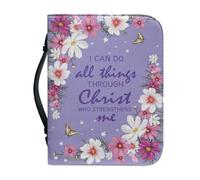 Ceudet Borsa tote in pelle PU con versi di colibrì, per uomini, donne, ragazze e ragazzi, custodia per bibbia multifunzionale, con manici e cerniera, adatta per scuola, chiesa, viaggi, Stampa floreale