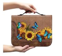 Ceudet Borsa tote in pelle PU con versi di colibrì, per uomini, donne, ragazze e ragazzi, custodia per bibbia multifunzionale, con manici e cerniera, adatta per scuola, chiesa, viaggi, Farfalla