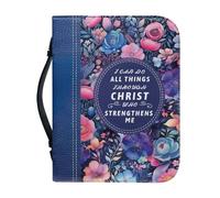 Ceudet Borsa tote in pelle PU con versi di colibrì, per uomini, donne, ragazze e ragazzi, custodia per bibbia multifunzionale, con manici e cerniera, adatta per scuola, chiesa, viaggi, Fiore con