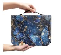 Ceudet Borsa tote in pelle PU con versi di colibrì, per uomini, donne, ragazze e ragazzi, custodia per bibbia multifunzionale, con manici e cerniera, adatta per scuola, chiesa, viaggi, Farfalla - Blu,