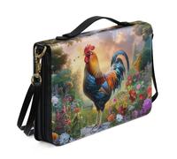 Ceudet Borsa tote per la Bibbia con stampa floreale di capra da donna, custodia per bibbia in pelle PU con tracolla, borsa per la Bibbia della chiesa per accessori biblici per studio, verde e bianco,