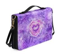 Ceudet Borse della Bibbia e borse per donne uomini Custodia per Bibbia per donne uomini Copertine Bibbia in pelle per donne uomini con tasche, Tie-dye cuore viola, x-large