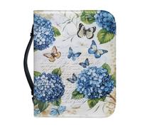 Ceudet Carring - Custodia per Bibbia per donne e ragazze, in pelle PU, con manico superiore, accessori protettivi, motivo gatto carino, M, Salmi Farfalle e Fiori, x-large