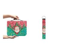 Ceudet Cat AWomen - Custodia per il trasporto della Bibbia in pelle PU, con copertina per bibbia, di grandi dimensioni, con cordino e portachiavi, Albero di Babbo Natale, M(9.2*6.3*1.6 inches)