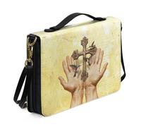 Ceudet Copertine bibliche in pelle per donne e uomini con tasche borse della Bibbia e borse per donne uomini kit di accessori per la Bibbia, Croce colibrì, M