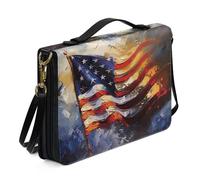 Ceudet Copertine bibliche personalizzate per donne uomini borse bibliche per donne uomini Tote Bibbia accessori kit western bibbia caso, Olio su Tela Bandiera Americana, L