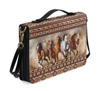 Ceudet Copertine in pelle per libri biblici, per donne e uomini, con tasche, kit di accessori per la Bibbia, Mandria di Cavalli, L